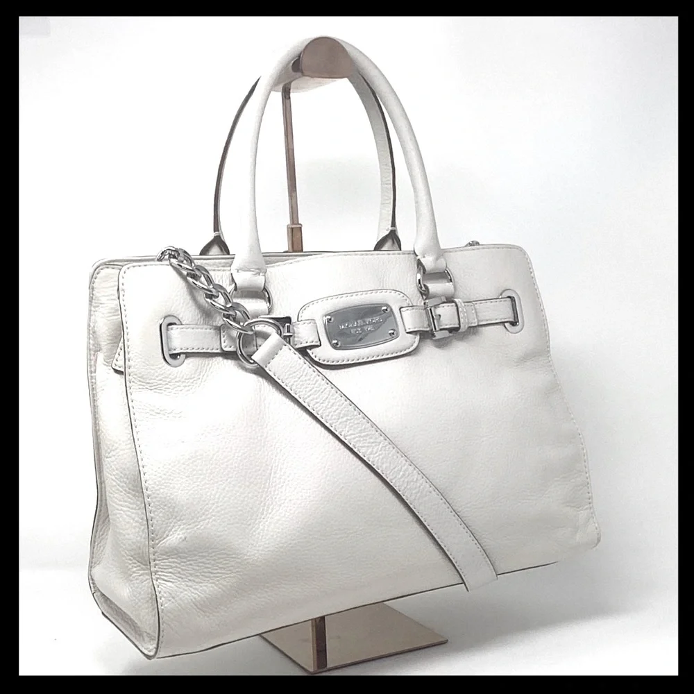 MICHAEL KORS Hamilton Large EW Tote Soft Pebbled Leather Color: Vanilla - Picture 2 of 16